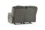 Grey Leather Effect 2 Seater Manual Recliner Sofa
