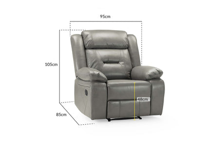 Grey Leather Effect Manual Recliner Armchair