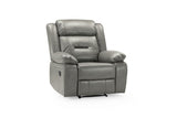 Grey Leather Effect Manual Recliner Armchair