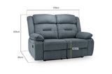 Grey Fabric 2 Seater Manual Recliner Sofa
