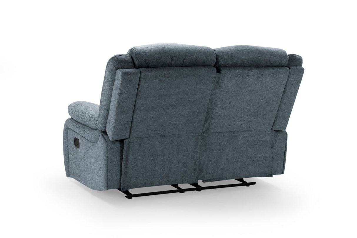 Grey Fabric 2 Seater Manual Recliner Sofa