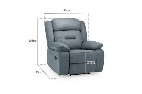 Grey Fabric Manual Recliner Armchair with Padded Arms