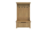 Natural Oak Hall Stand with Storage Base and Hooks