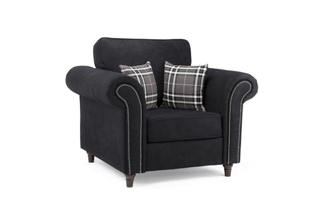 Charcoal Leather Effect Fabric Upholstered Armchair