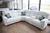 Beige Fabric Large Electric Power Recliner Corner Sofa