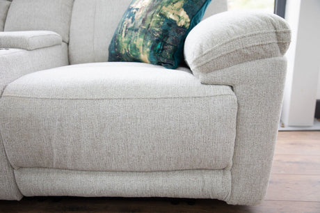 Beige Fabric Large Electric Power Recliner Corner Sofa