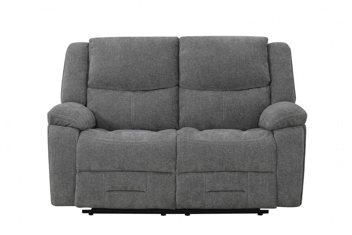 Grey Fabric 2 Seater Manual Recliner Sofa
