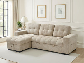 Beige Fabric Universal Corner Chaise Sofabed