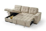 Beige Fabric Universal Corner Chaise Sofabed