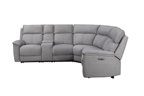 Greige Fabric Large Electric Recliner Corner Sofa Group