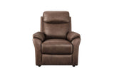 Brown Leather Upholstered Armchair Padded Armrests