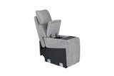 Greige Fabric Console Sectional with Wireless Charging Pad