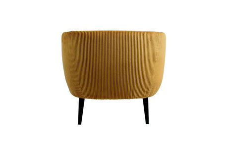 Mustard Velvet Barrel Designed Accent Chair with Black Legs