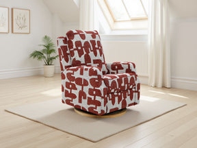 Red and White Fabric Electric Recliner Chair with Rocker