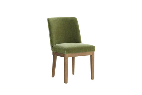 Green Fabric Dining Chair with Solid Wooden Legs