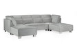 Grey Velvet U Shape Large Corner Sofa with Bolster Cushions