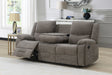 Mocha Fabric 3 Seater Manual Recliner Sofa with Cup Holder