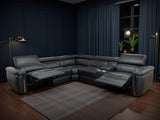 Black Leather Large Electric Recliner Corner Sofa