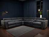 Black Leather Large Electric Recliner Corner Sofa