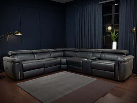 Black Leather Large Electric Recliner Corner Sofa