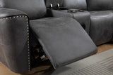 Techtronic Leather Like Bluetooth + Speakers Electric Reclining Corner Sofa With Console