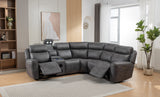 Techtronic Leather Like Bluetooth + Speakers Electric Reclining Corner Sofa With Console