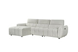 Silver Woven Fabric Left Hand Facing Electric Recliner Sofa