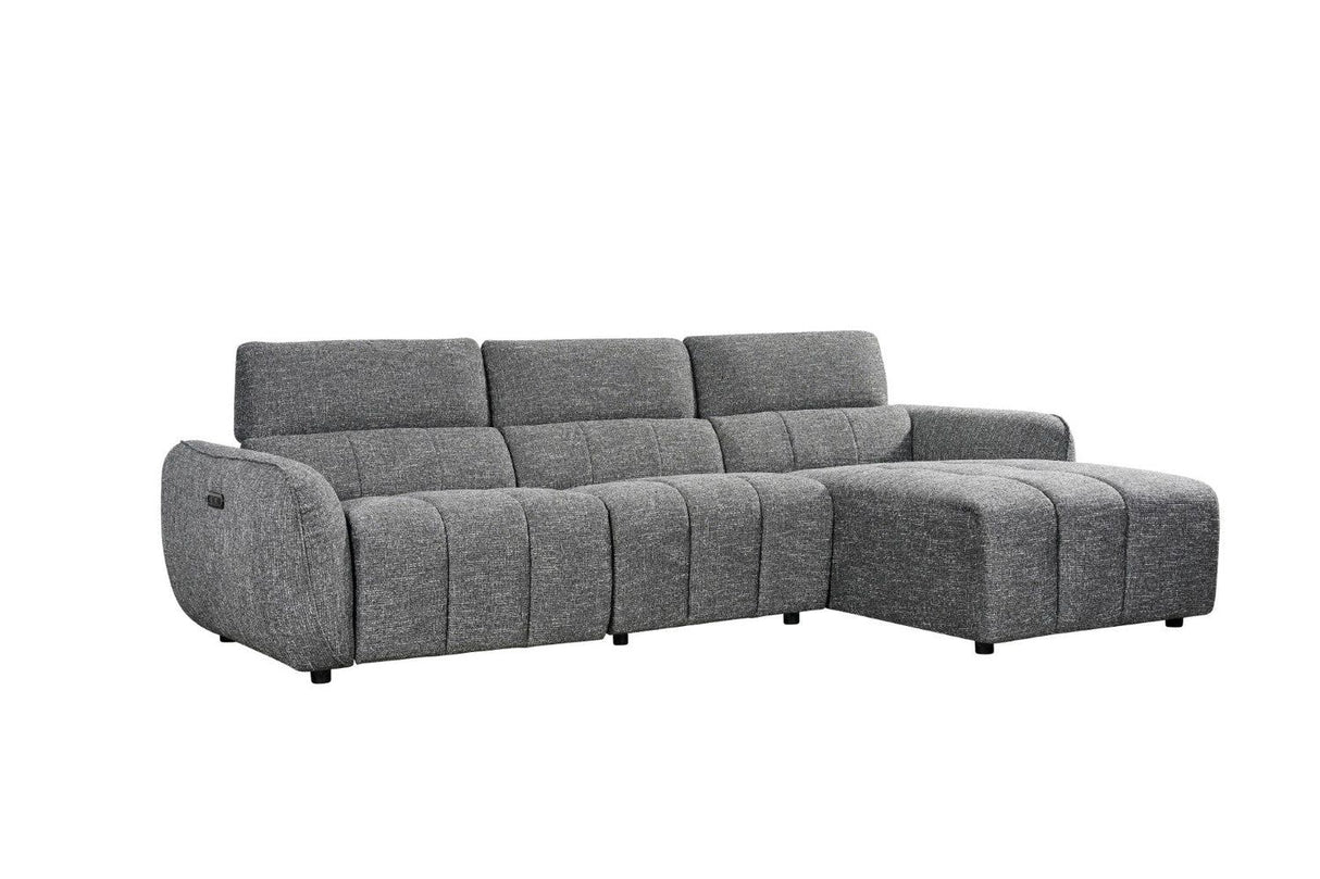 Charcoal Fabric Electric Recliner Corner Sofa RHF