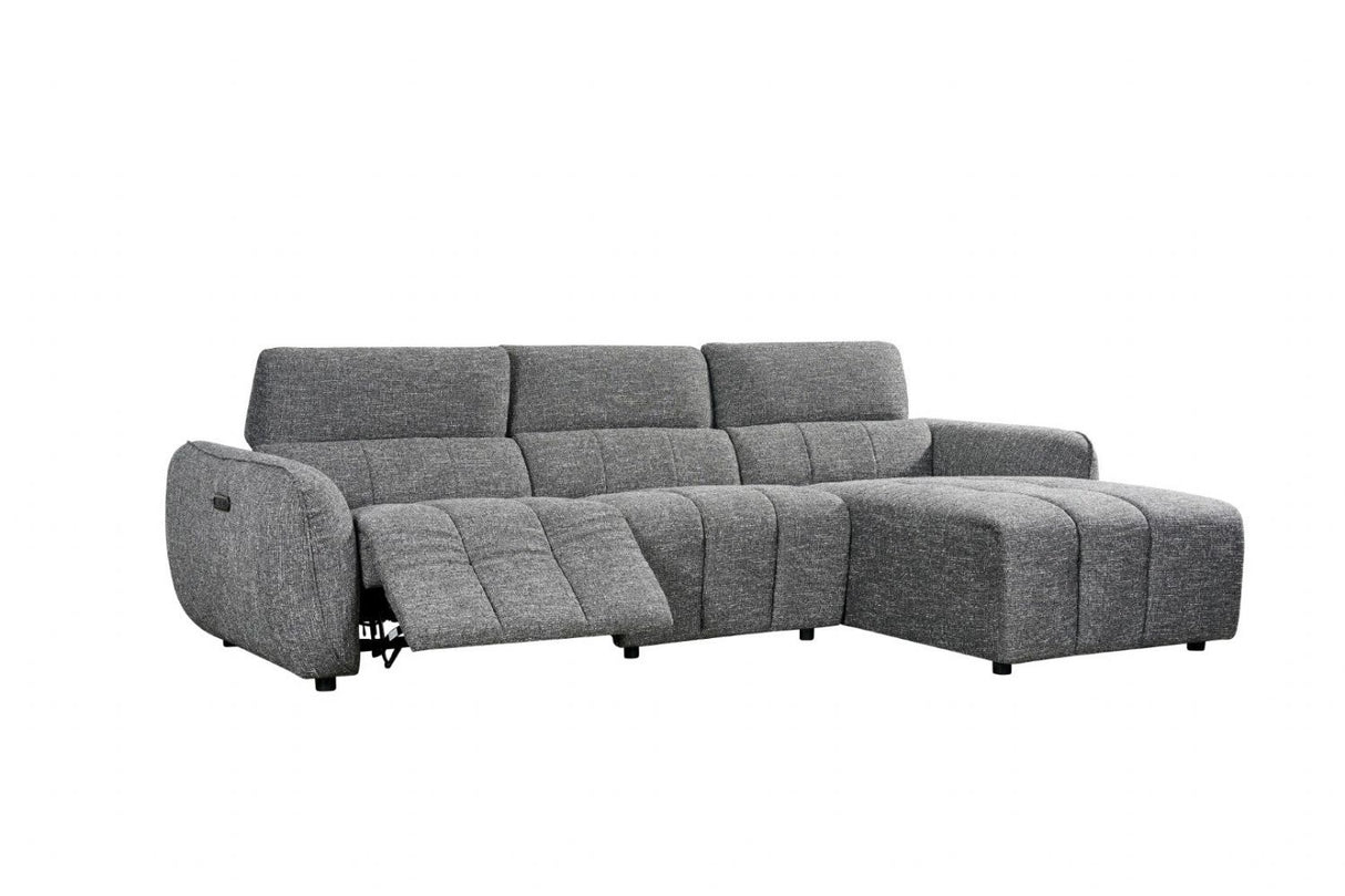 Charcoal Fabric Electric Recliner Corner Sofa RHF