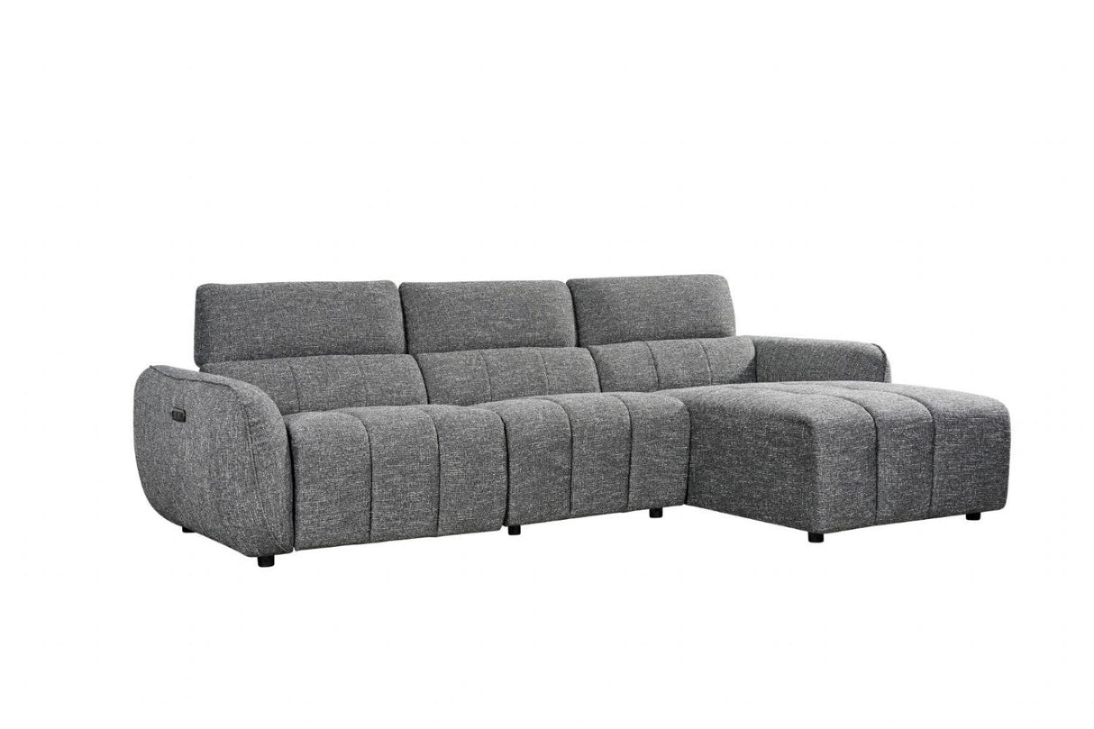 Charcoal Fabric Electric Recliner Corner Sofa RHF