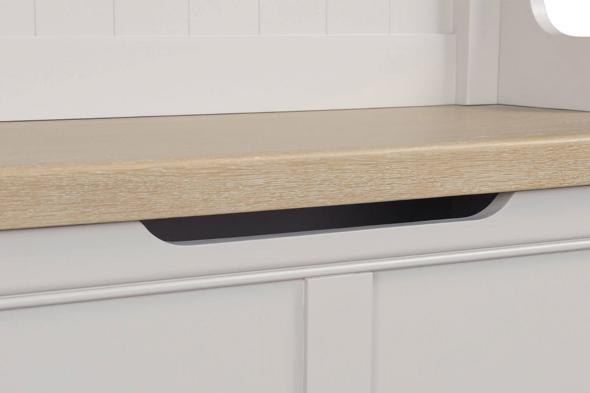 Taupe Wooden Hall Stand with 4 Hooks Washed Oak Top
