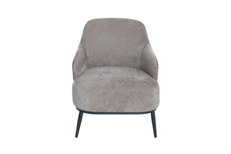 Brown Velvet Wooven Fabric 2 Tone Accent Chair Metal Legs