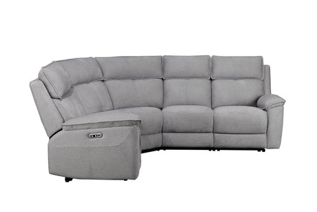 Greige Fabric Large Electric Recliner Corner Sofa Group