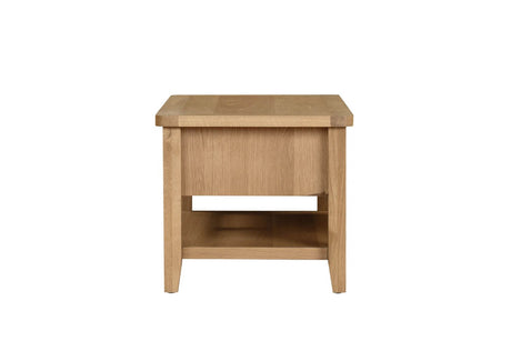 Natural Oak Small Coffee Table with Drawers and Shelf