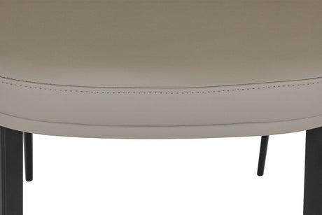 Grey Leather Curved Back Dining Chair Black Metal Legs