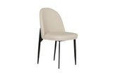 Taupe Cream Leather Curved Back Dining Chair Black Legs
