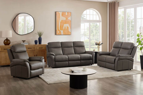 Truffle Leather Large 3 Seater Sofa with Cushioned Arms