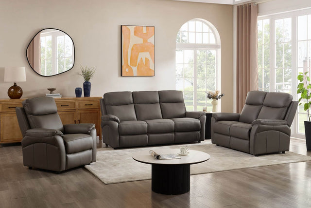 Truffle Leather Large 3 Seater Sofa with Cushioned Arms
