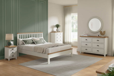 Cashmere Wood 3 Drawer Bedside Table with Oak Top
