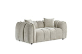 Beige Fabric Channel Tufted Design 2 Seater Sofa