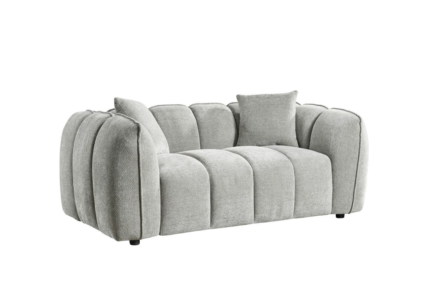Grey Fabric Channel Tufted 2 Seater Sofa