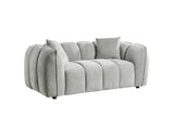 Grey Fabric Channel Tufted 2 Seater Sofa