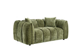 Olive Green Fabric Channel Tufted Design 2 Seater Sofa