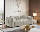 Beige Fabric Channel Tufted Design 3 Seater Sofa