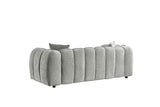 Grey Fabric Channel Tufted Design 3 Seater Sofa