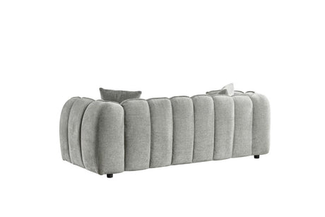 Grey Fabric Channel Tufted Design 3 Seater Sofa