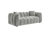 Grey Fabric Channel Tufted Design 3 Seater Sofa