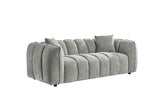 Grey Fabric Channel Tufted Design 3 Seater Sofa