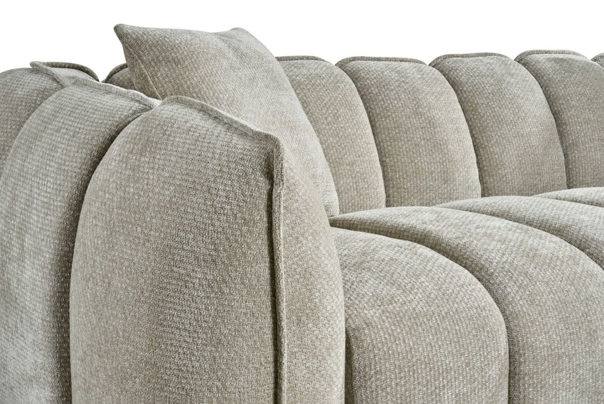 Beige Fabric Channel Tufted Design 2 Seater Sofa