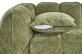 Olive Green Fabric Channel Tufted Design 3 Seater Sofa